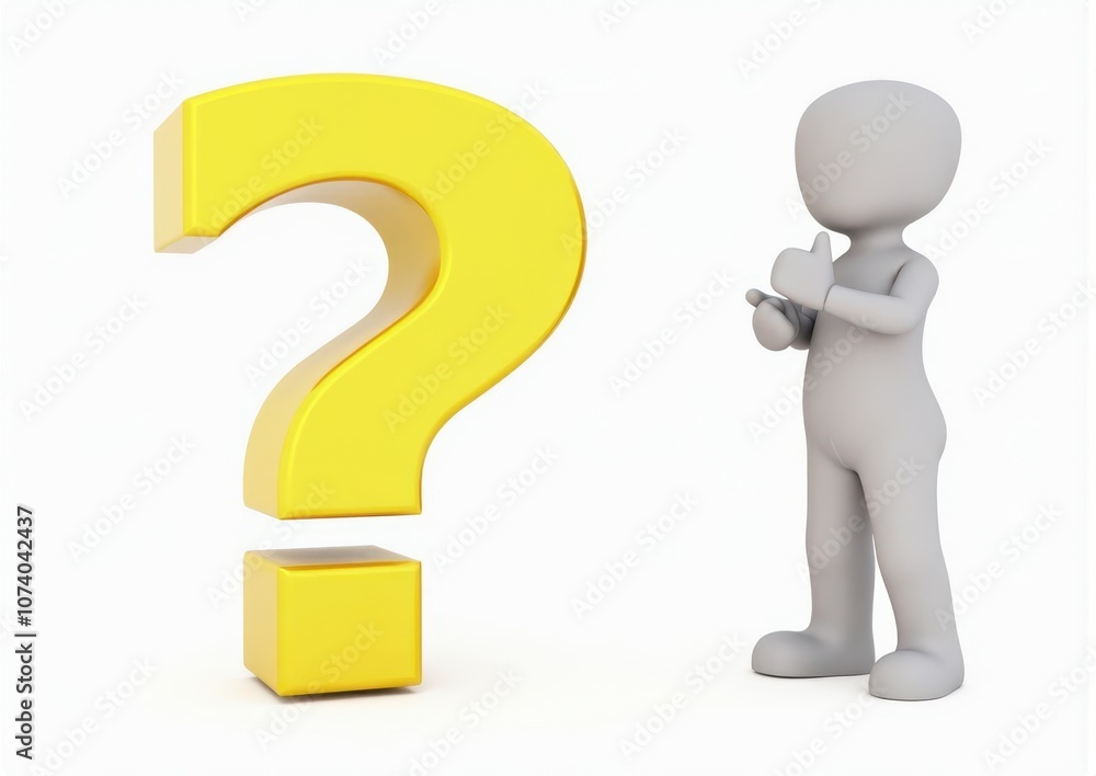 gray man 3d model thoughtful next to him question mark gray man 3d model thoughtful next to him question mark