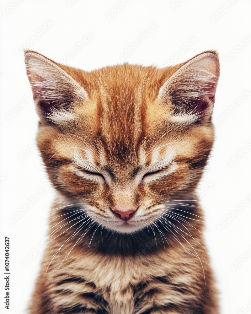 Obraz premium Mystic portrait of baby Bengal cat, copy space on right side, Headshot, Close-up View, isolated on white background