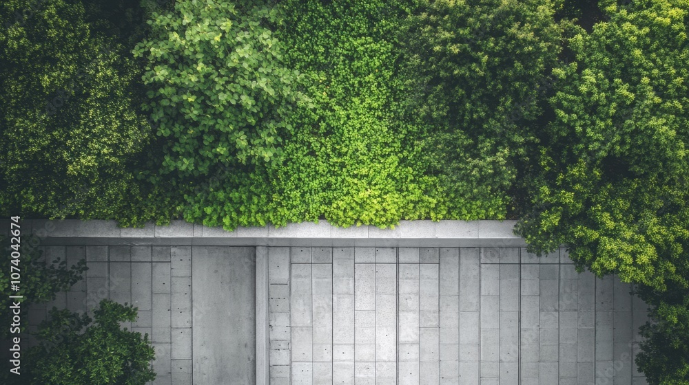 A green patch of plants contrasts with surrounding concrete, highlighting the shift towards eco-friendly consumption habits in urban areas. Generative AI A green patch of plants contrasts with surrounding concrete, highlighting the shift towards eco-friendly consumption habits in urban areas. Generative AI