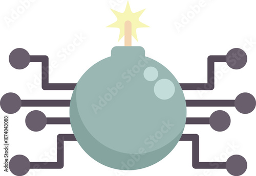 Cyber terrorism concept with bomb and wires connected to it