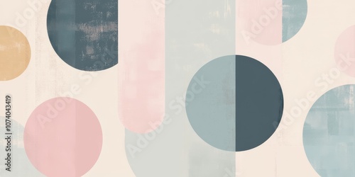 Wallpaper Mural Abstract Geometric Shapes in Soft Hues of Pink, Blue, and Beige Torontodigital.ca