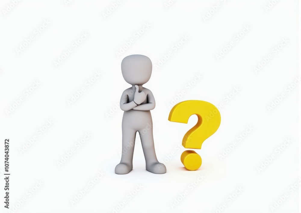 gray man 3d model thoughtful next to him question mark gray man 3d model thoughtful next to him question mark