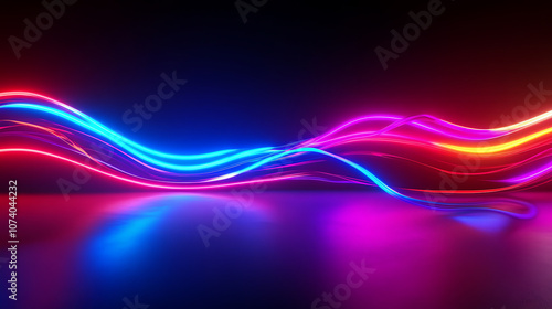Animation, Abstract Neon Lights Background