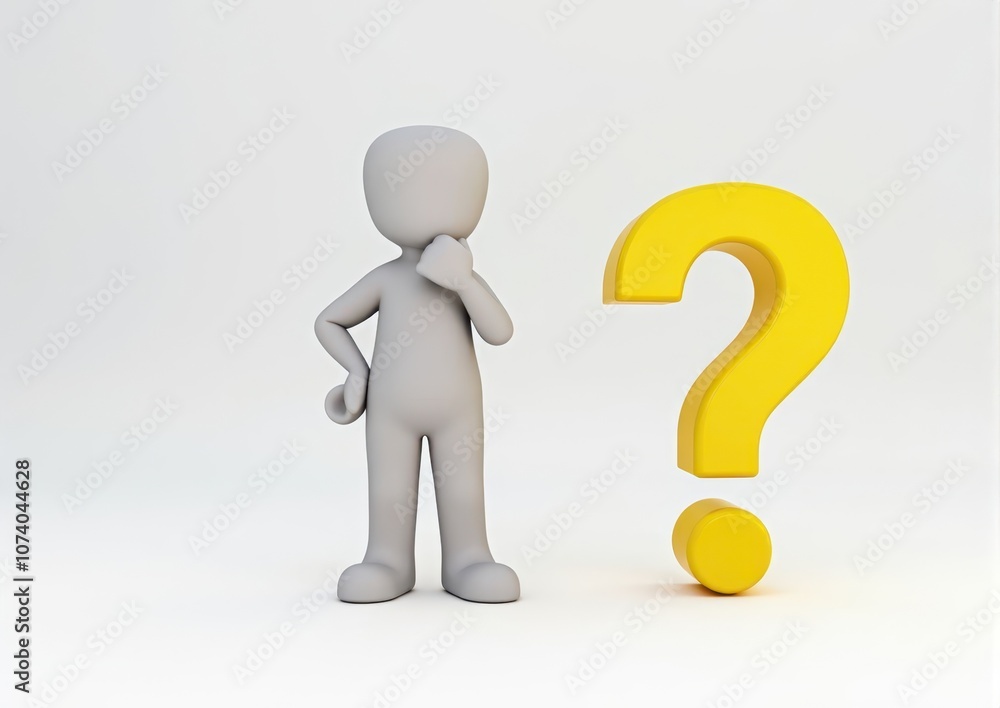 gray man 3d model thoughtful next to him question mark gray man 3d model thoughtful next to him question mark