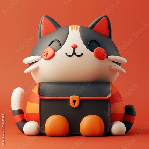 Adorable plush cat figurine with vibrant colors and a cute expression, perfect for kids' toys or decoration.