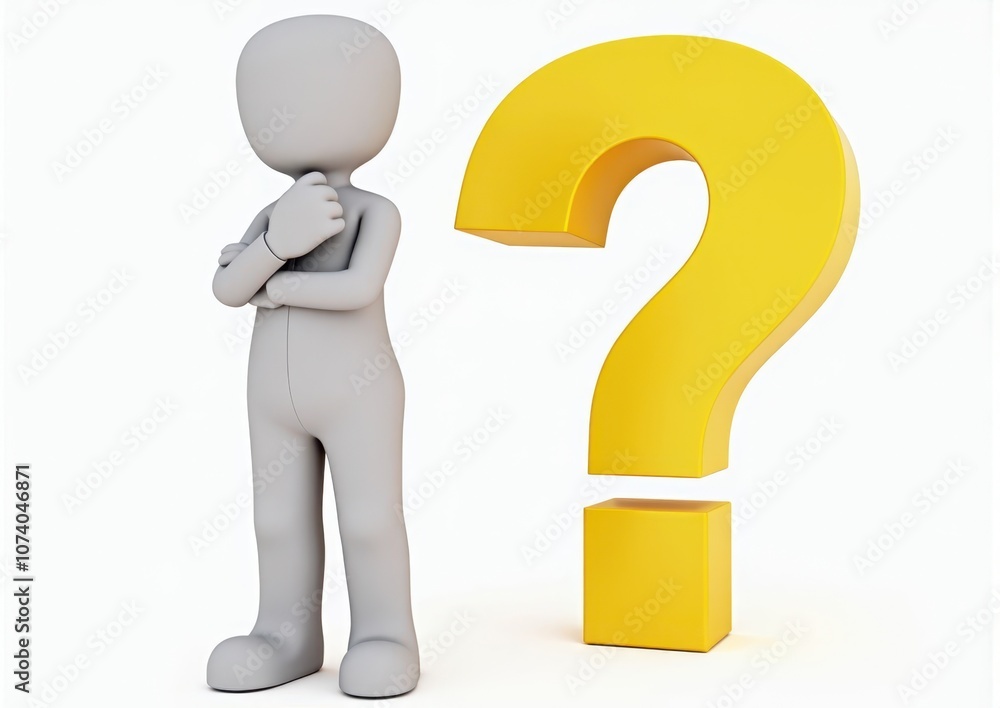 gray man 3d model thoughtful next to him question mark gray man 3d model thoughtful next to him question mark