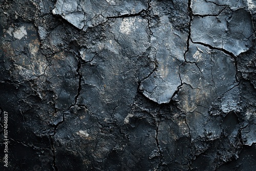 Cracked Black Surface with Rough Texture