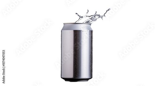 Water splashing from soda can on transparent background