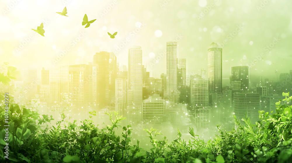 Green business concept highlighting sustainable investments growth and ecology development, Emphasizes eco-friendly practices and financial growth through environmental responsibility Green business concept highlighting sustainable investments growth and ecology development, Emphasizes eco-friendly practices and financial growth through environmental responsibility