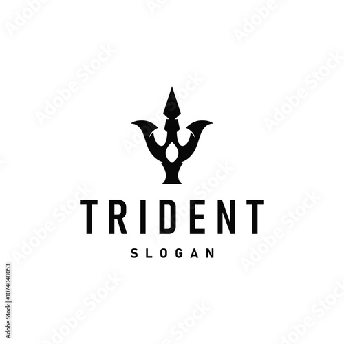 Neptune Poseidon Trident Logo, Spear Simple Vintage Template Design