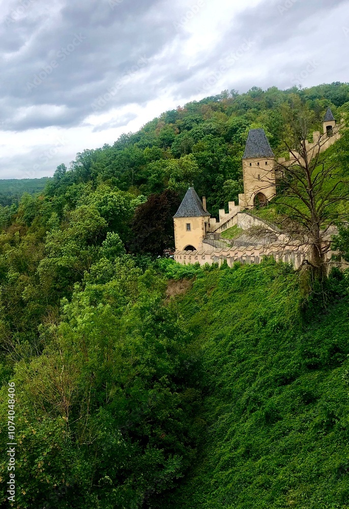 Historic Fortress, Castle in Czech Republic surrounded by dense forest