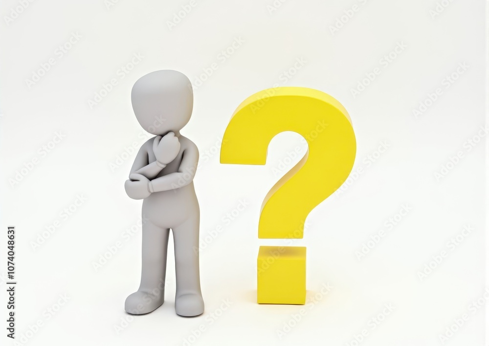 gray man 3d model thoughtful next to him question mark gray man 3d model thoughtful next to him question mark