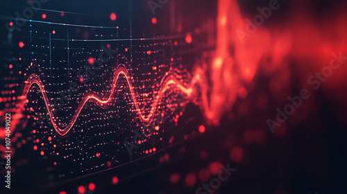 Wallpaper Mural Red heart beat monitor line with light effect on dark background Torontodigital.ca