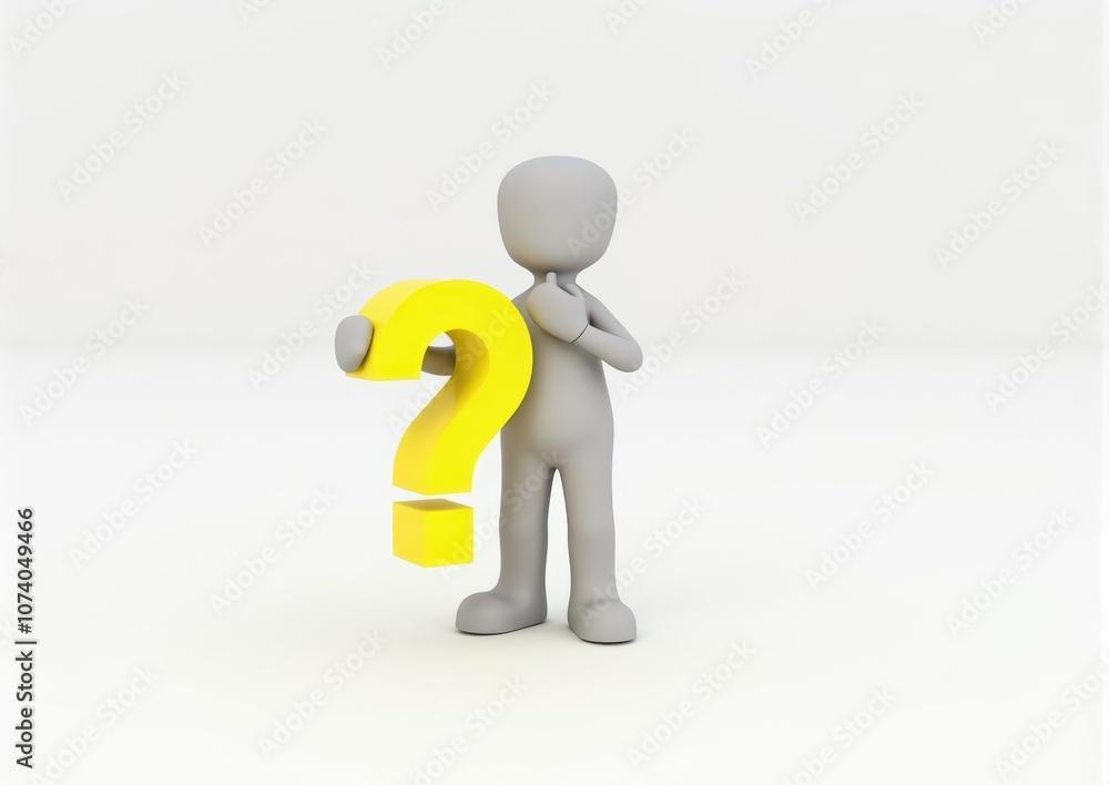 gray man 3d model thoughtful next to him question mark gray man 3d model thoughtful next to him question mark