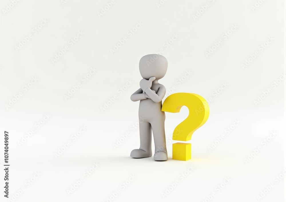 gray man 3d model thoughtful next to him question mark gray man 3d model thoughtful next to him question mark