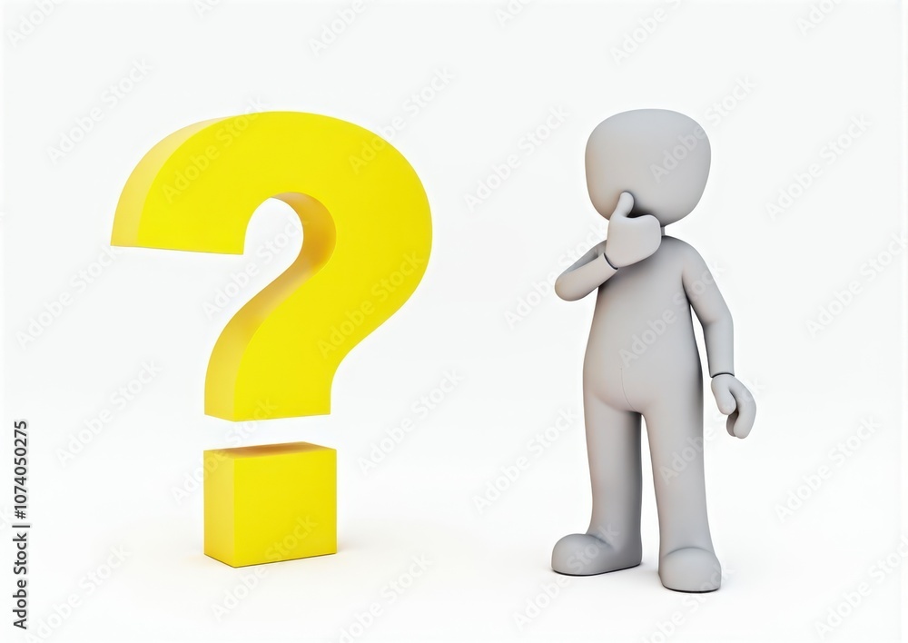 gray man 3d model thoughtful next to him question mark gray man 3d model thoughtful next to him question mark