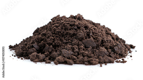 Dark soil and dirt isolated on white background