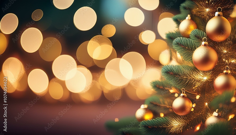 christmas background with bauble tree and blurred lights in backdrop christmas background with bauble tree and blurred lights in backdrop