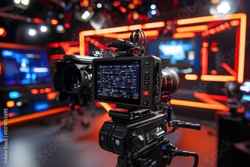 Professional Video Camera in a Television Studio Setting