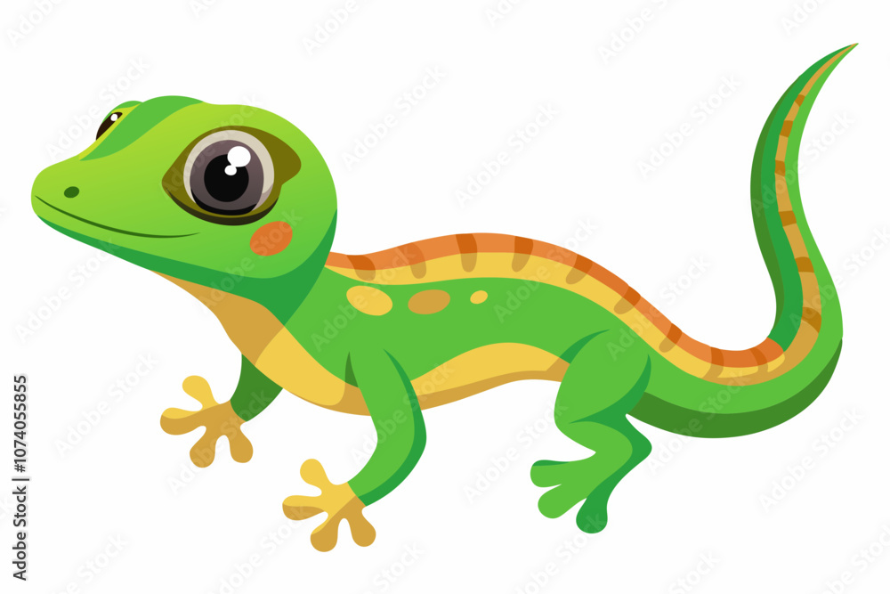 Fototapeta premium Madagascar day gecko on white background vector illustration