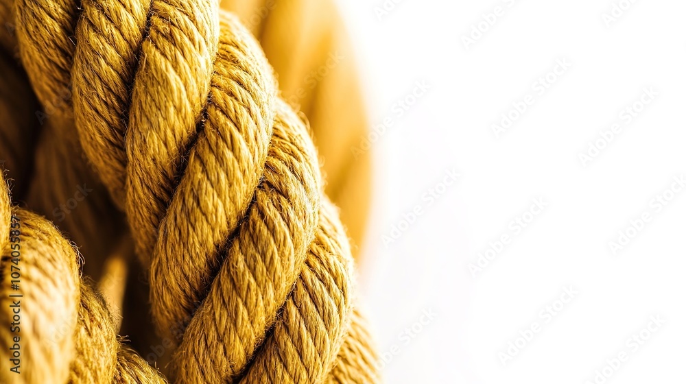 Rope isolated on a white background, showcasing its twisted texture and natural fibers, emphasizing its strength, versatility, and utility in various applications such as climbing, construction, Rope isolated on a white background, showcasing its twisted texture and natural fibers, emphasizing its strength, versatility, and utility in various applications such as climbing, construction,