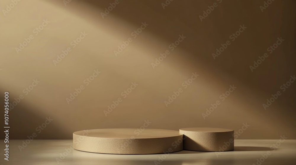 Obraz premium Minimalist podium with a brown backdrop for product display 3D rendering
