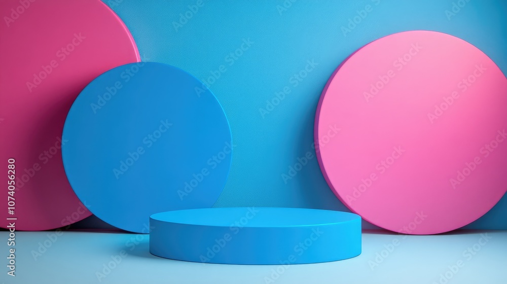 Blue and pink circular objects for 3D product display background Blue and pink circular objects for 3D product display background