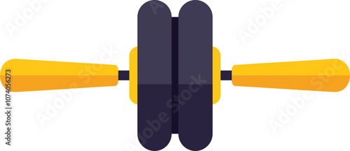 Double wheel ab roller with yellow handles on each side, an ideal tool for strengthening core muscles and improving stability
