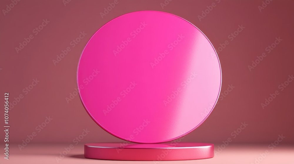 Pink circular presentation shape on a podium stand 3D illustration Pink circular presentation shape on a podium stand 3D illustration