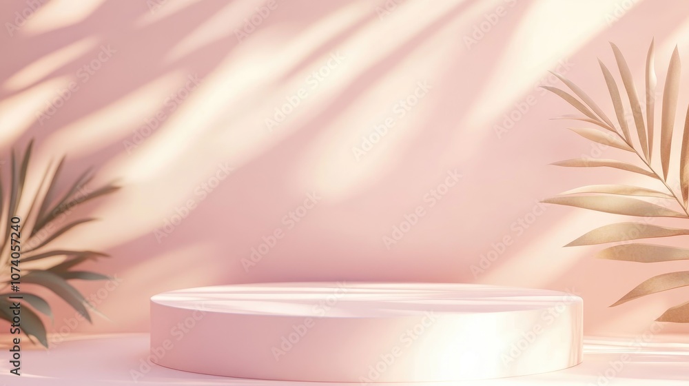 Premium paper podium and stand against a soft pastel background featuring marine plant elements Ideal for skincare spa and cosmetic product presentations 3D render Geometric composition with a cyl Premium paper podium and stand against a soft pastel background featuring marine plant elements Ideal for skincare spa and cosmetic product presentations 3D render Geometric composition with a cyl