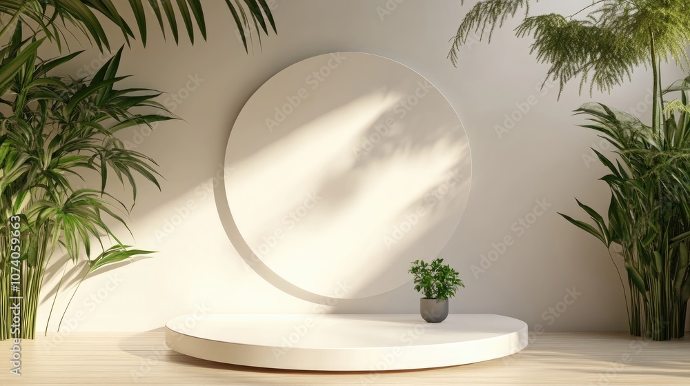 Empty display scene for product presentation in a 3D background Empty display scene for product presentation in a 3D background