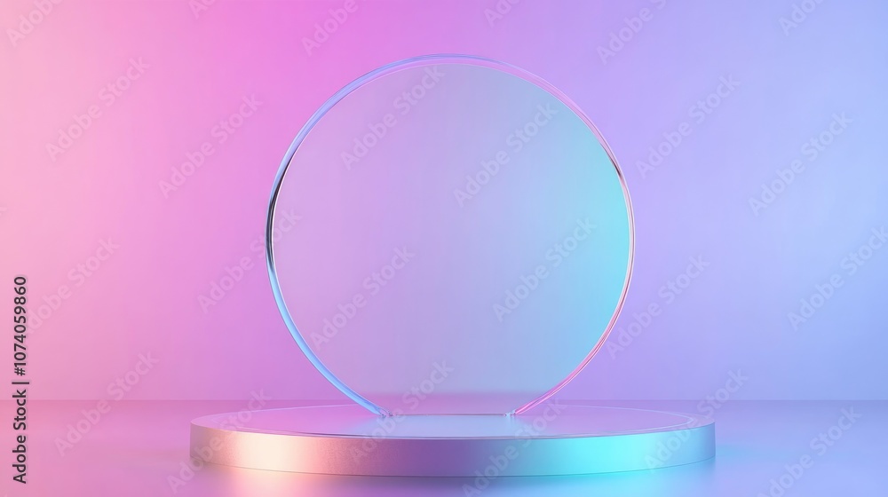 Obraz premium Holographic display stand for marketing and advertising 3D illustration