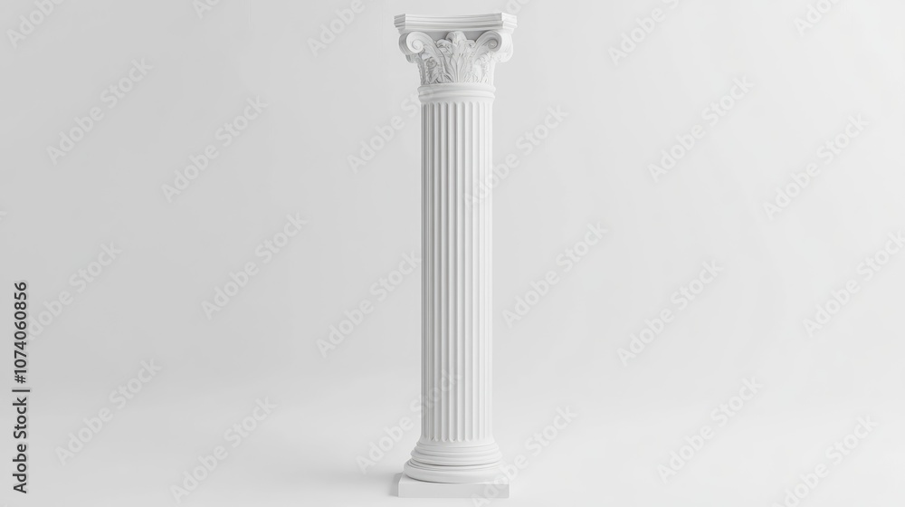 Classic Column Isolated on White Background 3D Render Classic Column Isolated on White Background 3D Render