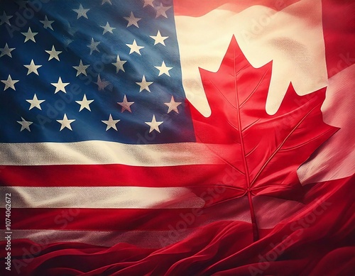 Background showing components of the flags from The USA and Canada