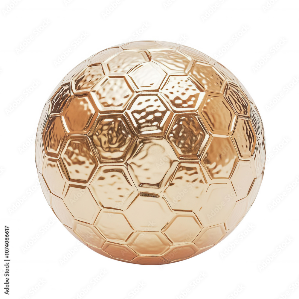 Naklejka premium Golden hexagon soccer ball, white isolate background