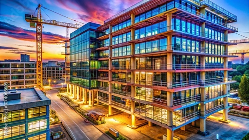 Captivating Overview of a Completed Construction Project Showcasing Architectural Excellence and Urban Development in a Stunning Landscape Photograph