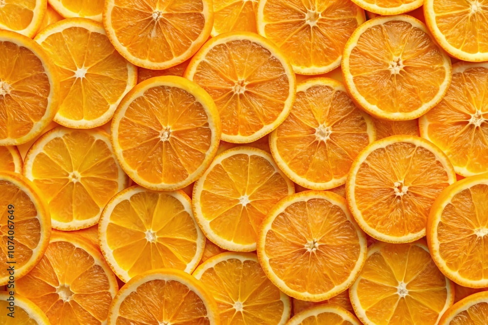 Obraz premium Captivating Product Photography of Fresh Orange Slices Displayed in a Beautiful Seamless Pattern for Creative Culinary and Design Projects
