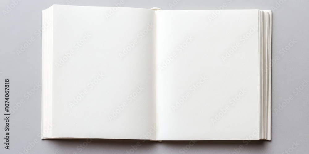 Open Book with Blank White Pages on Grey Surface Open Book with Blank White Pages on Grey Surface