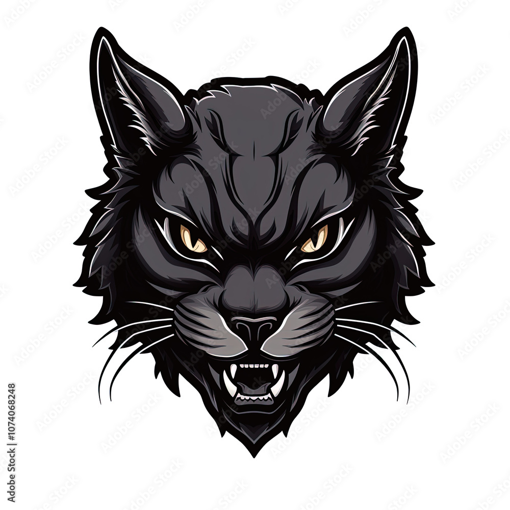 Fototapeta premium black cat head decal