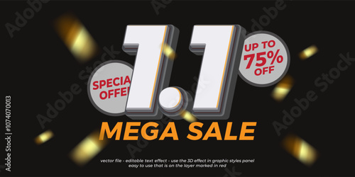 Special 1.1 Shopping day discount online sale banner. January 1 sale campaign for social media and website promotion template design. Discount Shopping Sale