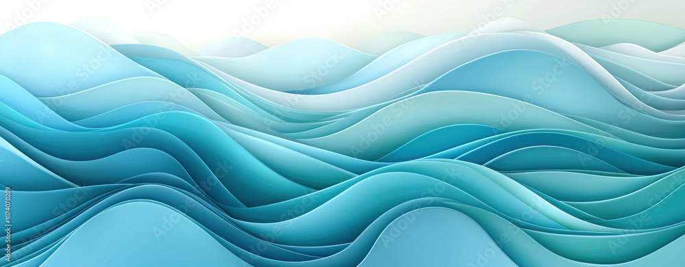 Flowing waves in various shades of blue create serene and calming atmosphere. Flowing waves in various shades of blue create serene and calming atmosphere.