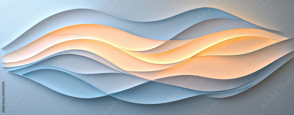 Flowing waves in soft shades create serene and calming atmosphere. Flowing waves in soft shades create serene and calming atmosphere.