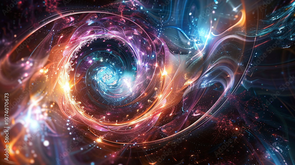 A Vibrant Cosmic Swirl of Colors and Light Dances in the Cosmos, Showcasing a Blend of Deep Blues, Purples, and Fiery Oranges Against an Endless Starry Backdrop A Vibrant Cosmic Swirl of Colors and Light Dances in the Cosmos, Showcasing a Blend of Deep Blues, Purples, and Fiery Oranges Against an Endless Starry Backdrop