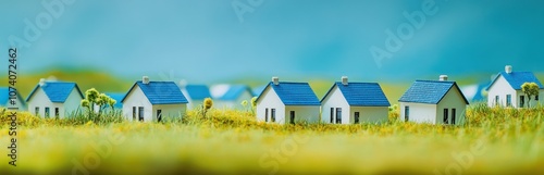 Wallpaper Mural Miniature houses in a serene landscape with vibrant greenery. Torontodigital.ca