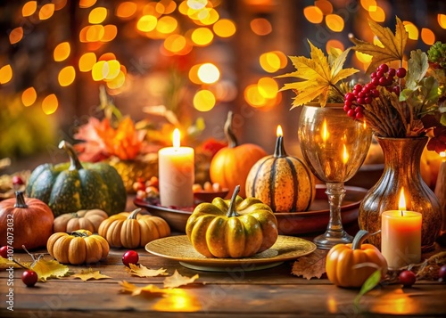 Chic Thanksgiving Decor Showcasing Intricate Autumn Designs with Elegant Table Settings, Warm Colors, and Nature-Inspired Elements for a Cozy Holiday Atmosphere