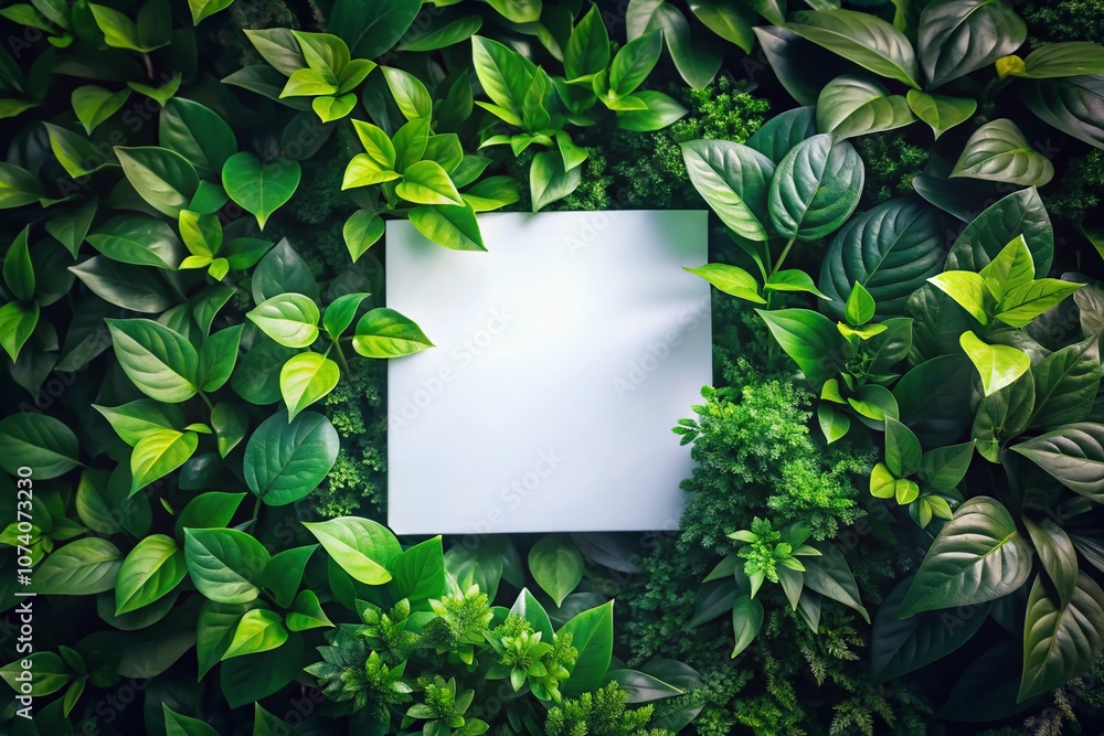 Clean Minimal Square Flyer Mockup Floating on Leaves with Plant for Eco-Friendly Promotions and Marketing Materials in a Natural Setting Clean Minimal Square Flyer Mockup Floating on Leaves with Plant for Eco-Friendly Promotions and Marketing Materials in a Natural Setting