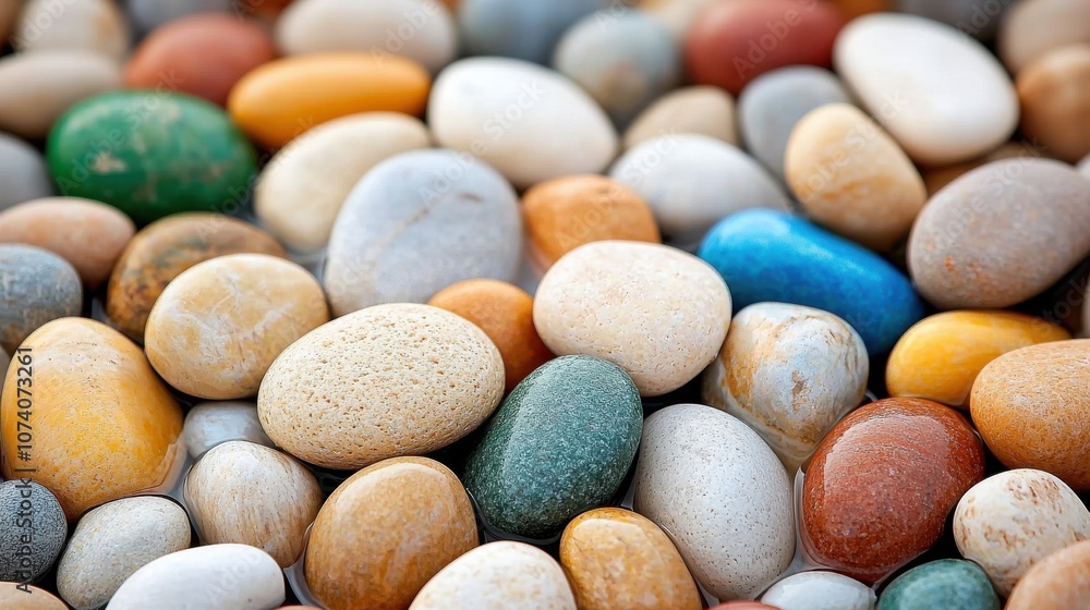 A vibrant collection of smooth, colorful pebbles, showcasing various shapes and hues, perfect for decoration or landscaping. A vibrant collection of smooth, colorful pebbles, showcasing various shapes and hues, perfect for decoration or landscaping.