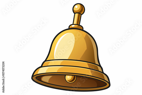 Antique brass hand bell isolated on white vector illustration photo