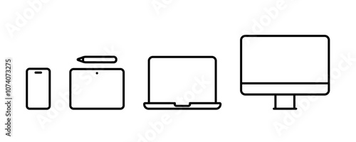 スマホ・タブレット・パソコンのアイコンセット_ベクターイラスト