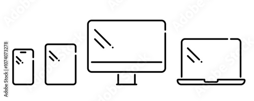 スマホ・タブレット・パソコンのアイコンセット_ベクターイラスト
